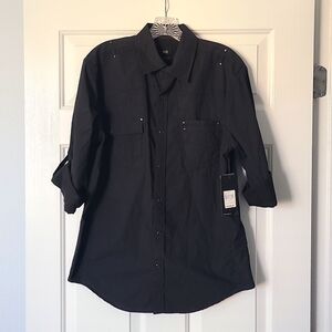 Designer Black Button-Down